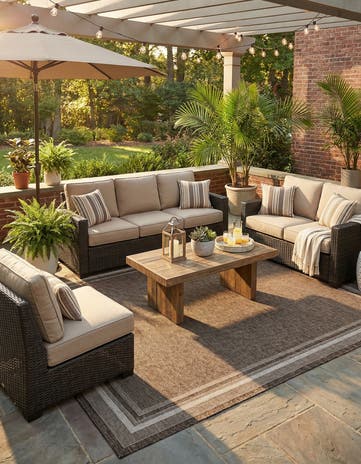 10' x 14' 1 Easy-Clean Border Indoor / Outdoor Rug