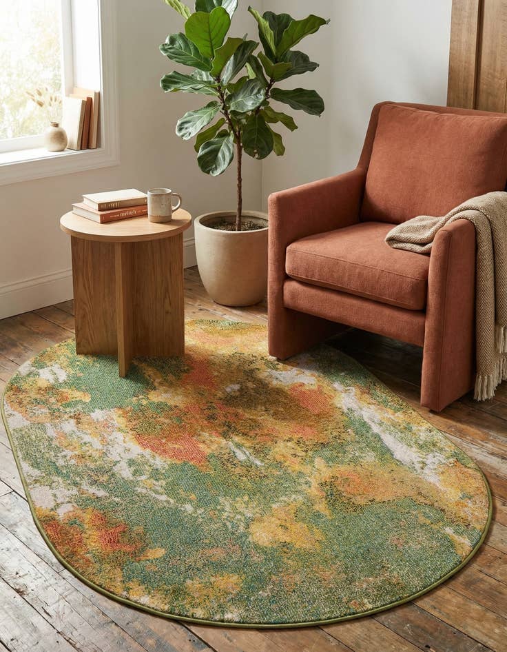 Detail image of 4' 1 x 6' 1  Washable Haerfest Oval Rug