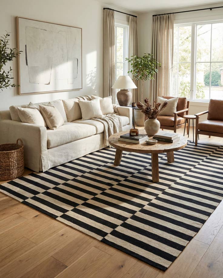 Detail image of 5' 4 x 7' 10 Hand Woven Kilim Modern Wool Rug