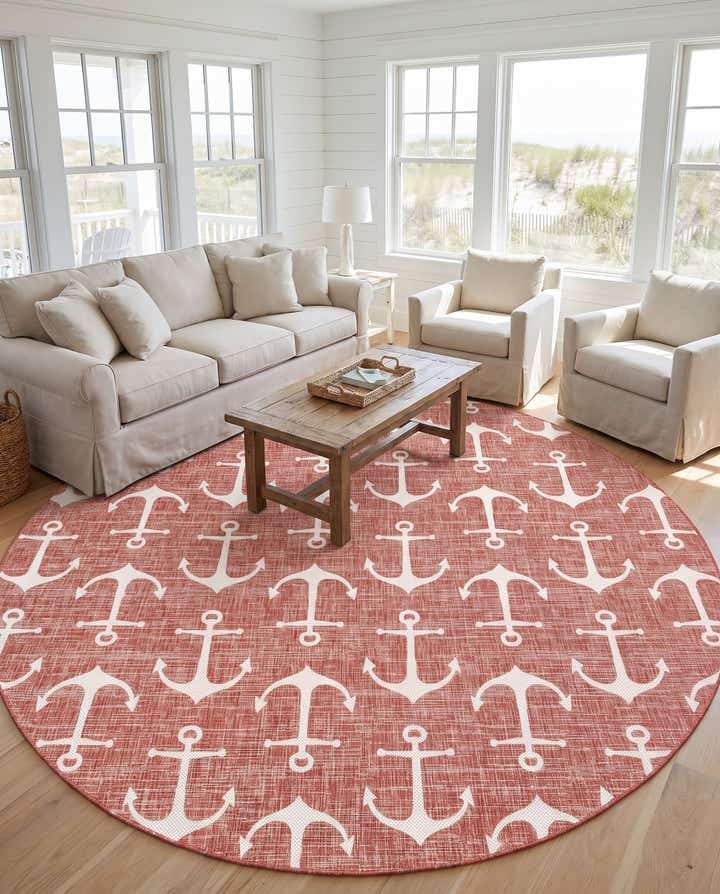 10' x 10' Easy-Clean Coastal Indoor / Outdoor Round Rug