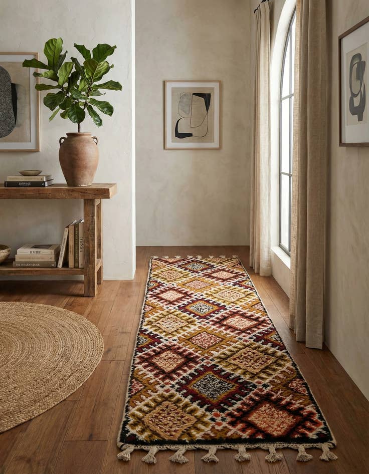 Detail image of 2' 8 x 8' 1 Hand Knotted Moroccan Wool Runner Rug