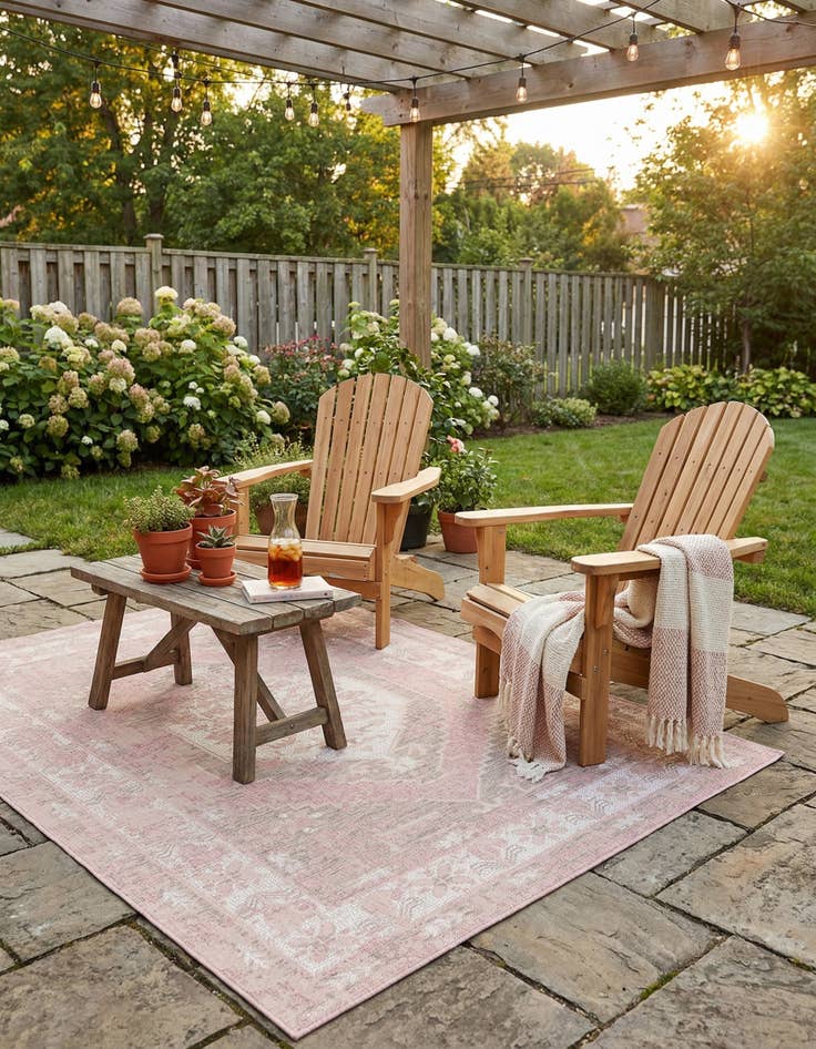 Detail image of 6' x 9'  Washable Traditional Indoor / Outdoor Rug