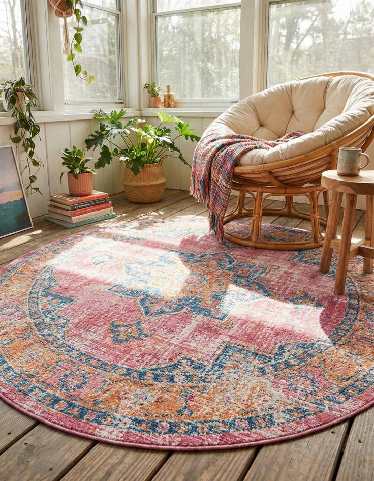 Detail image of 5' 3 x 5' 3  Washable Mangata Round Rug
