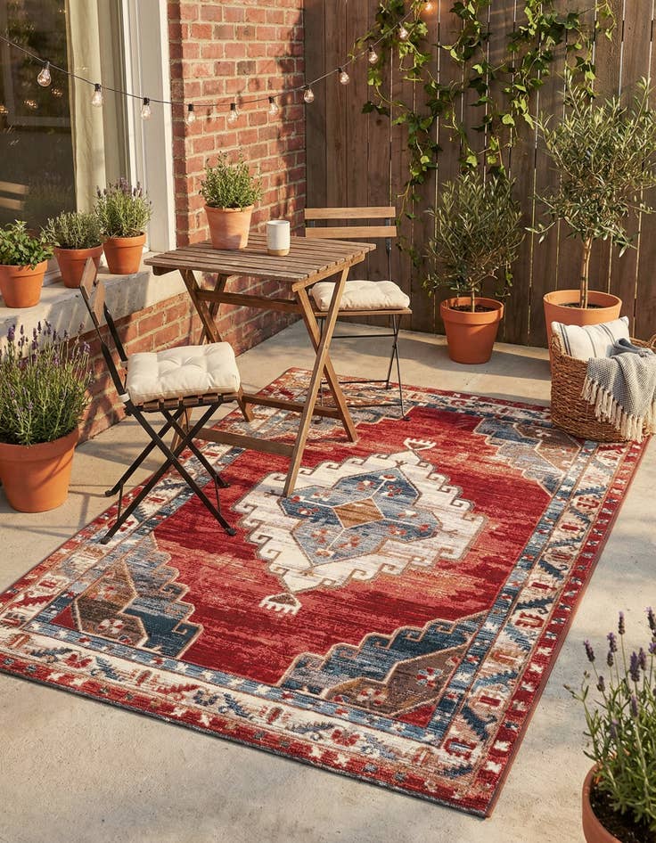 Detail image of 4' x 6'  Washable Traditional Indoor / Outdoor Rug