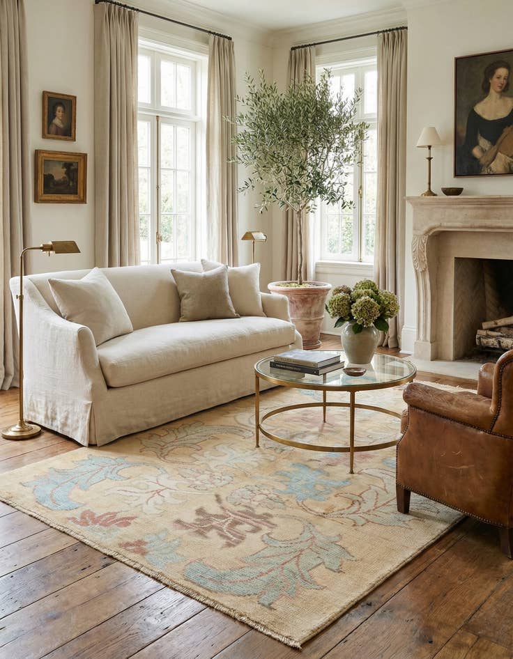 Detail image of 4' 6 x 7' 3  Hand Knotted Oushak Wool Rug