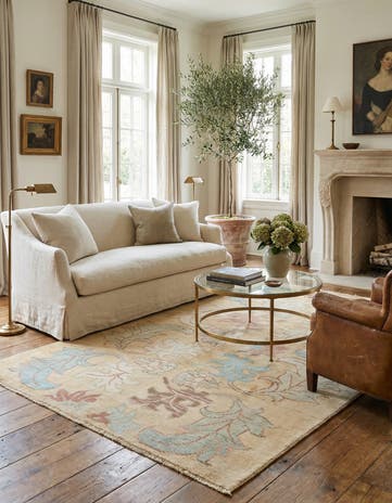 4' 6 x 7' 3 Hand Knotted Oushak Wool Rug