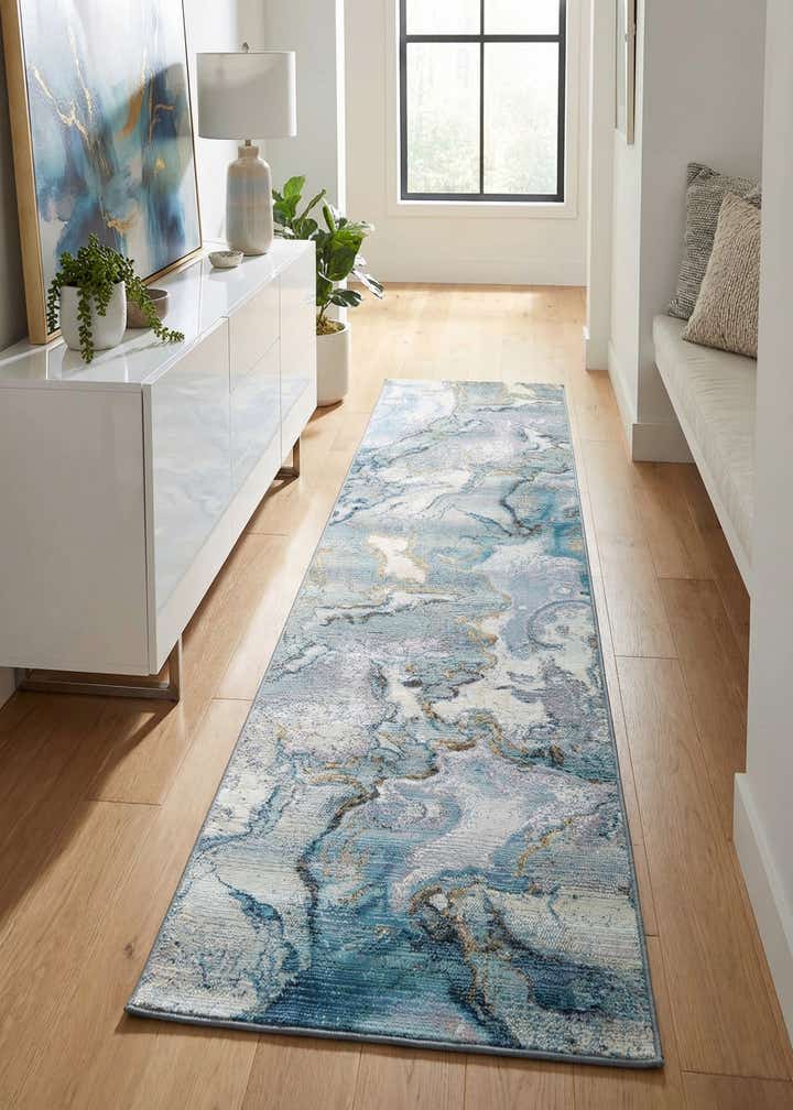 2' 7 x 12' Easy-Clean Modern Indoor / Outdoor Runner Rug