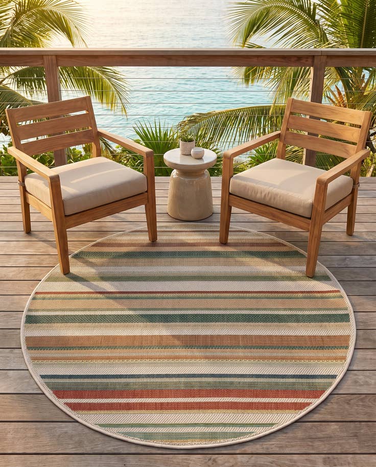 Detail image of 5' 3 x 5' 3 Easy-Clean Baja Indoor / Outdoor Round Rug