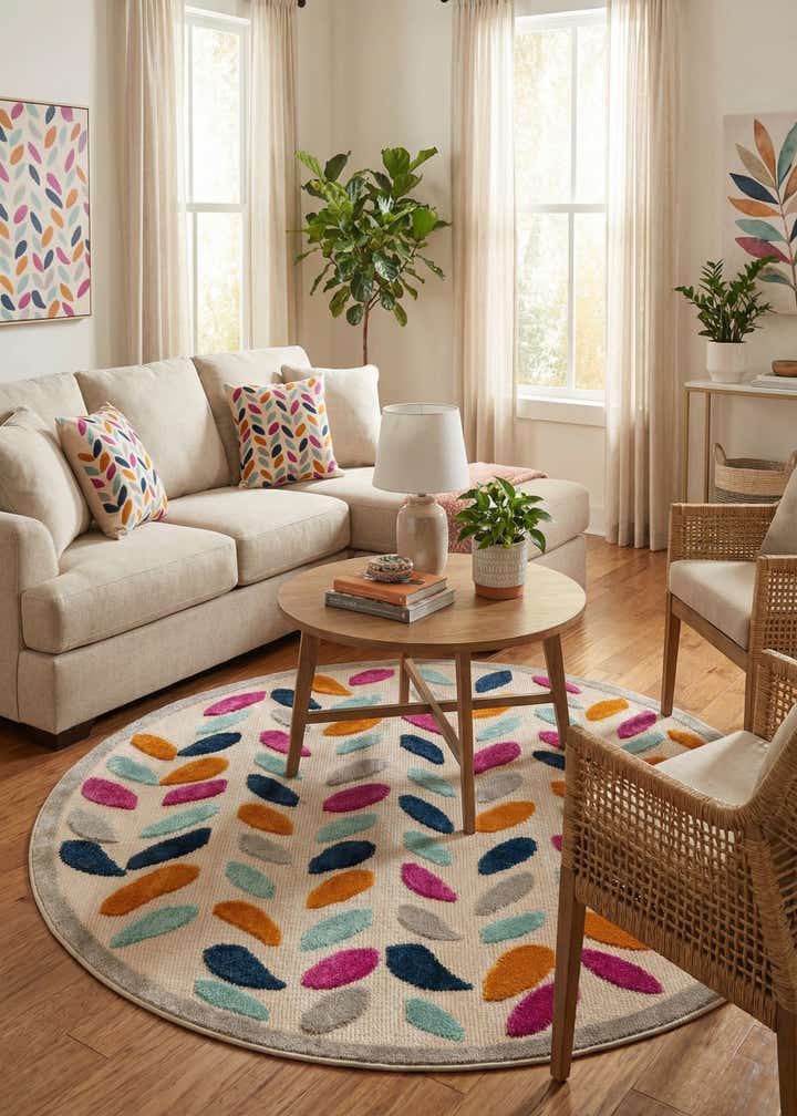 5' 3 x 5' 3 Easy-Clean Aruba Indoor / Outdoor Round Rug