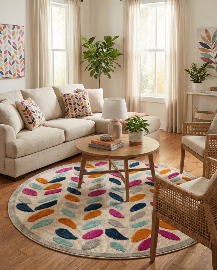 Detail image of 5' 3 x 5' 3 Easy-Clean Aruba Indoor / Outdoor Round Rug