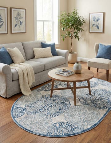 Blue Chesterfield Oval Rug