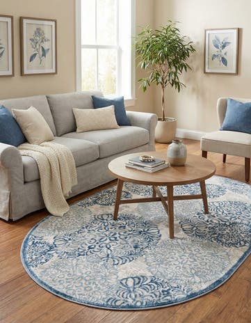 Blue Chesterfield Oval Rug