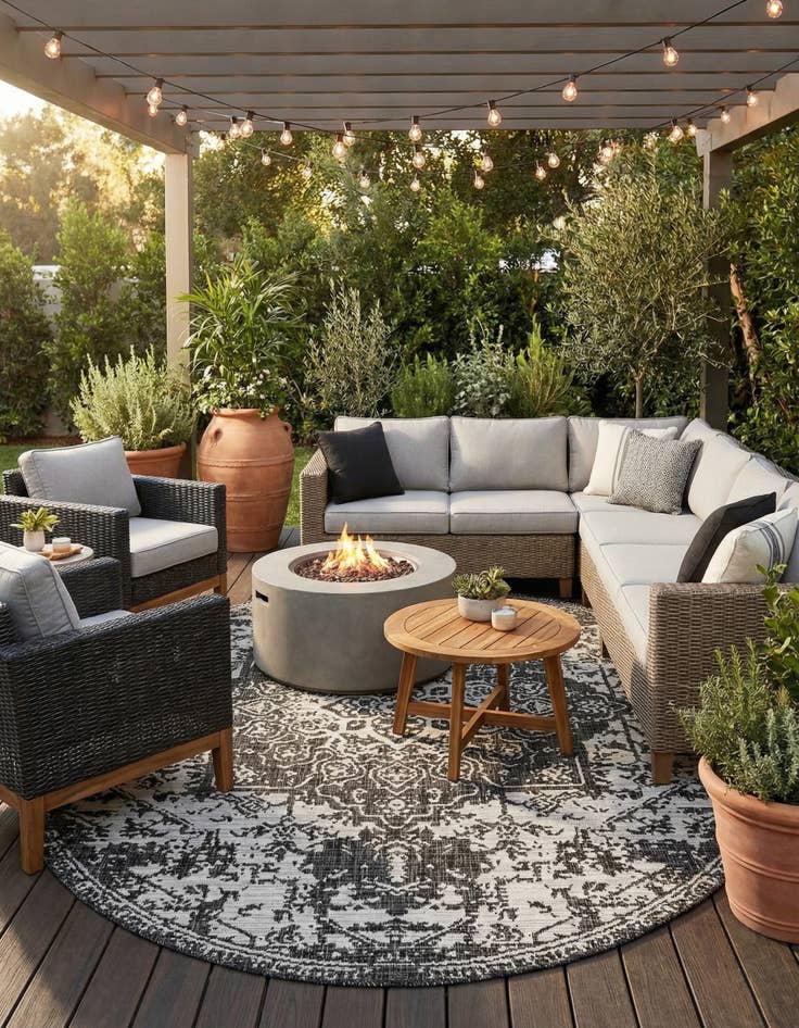 Detail image of  7' 10 x 10'  Washable Jill Zarin Dubai Indoor / Outdoor Oval Rug