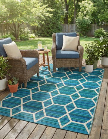 Blue Easy-Clean Vista Breeze Indoor / Outdoor Rug