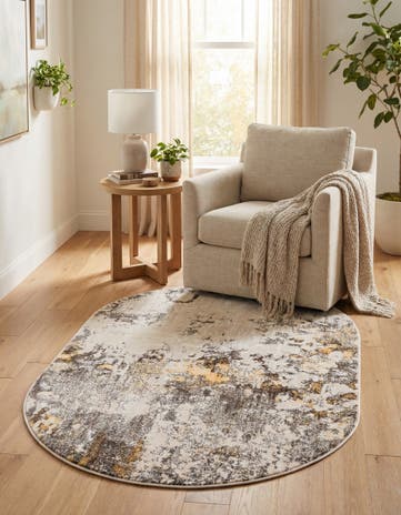 Ivory Beige Apollo Oval Rug