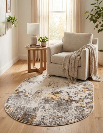 Ivory Beige Apollo Oval Rug