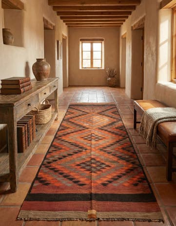 4' 6 x 11' 6 Hand Woven Kilim Fars Wool Runner Rug