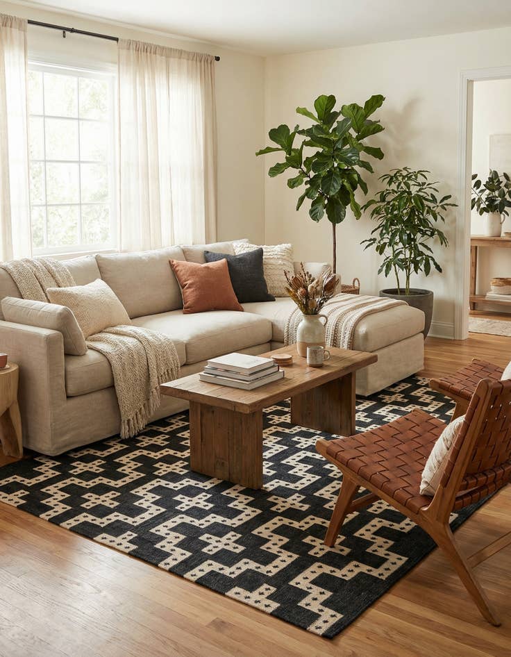 Detail image of  9' x 12'  Hand Woven Kilim Wool Rug