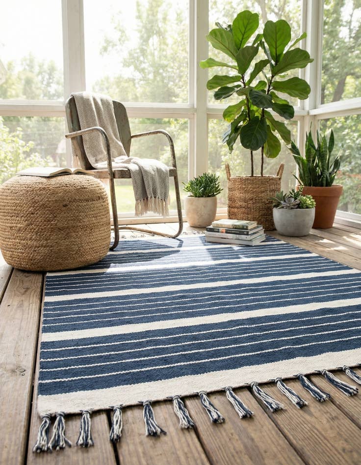 Detail image of  4' 1 x 6' 1  Hand Woven Chindi Cotton Rug