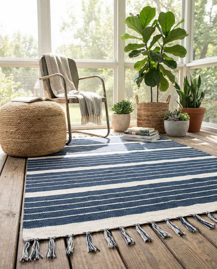 125cm x 185cm Handgewebt Chindi Cotton Teppich
