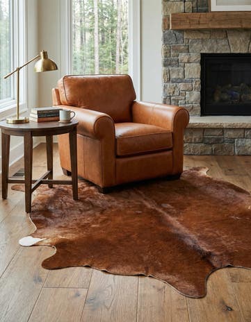 6' 6 x 6' 7 Cowhide Leather Square Rug
