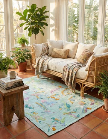 4' 1 x 5' 7 Hand Woven Kilim Suzani Wool Rug