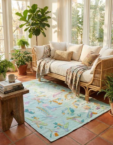 4' 1 x 5' 7 Hand Woven Kilim Suzani Wool Rug