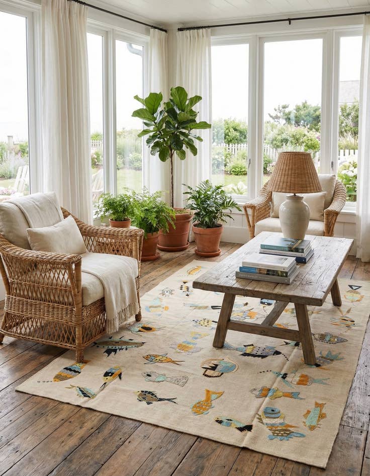 Detail image of 5' 8 x 7' 9  Hand Woven Kilim Suzani Wool Rug