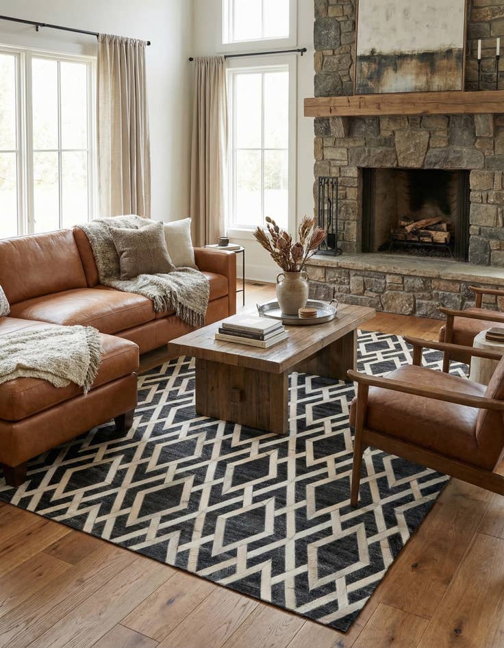 Detail image of  5' 1 x 7' 11 Cowhide - Patchwork Rug