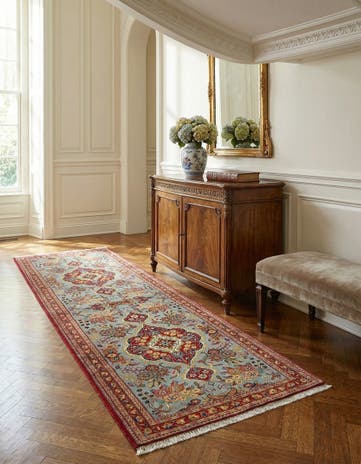 2' 7 x 7' 9 Hand Knotted Qom Persian Runner Rug