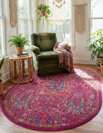 Pink Calypso Oval Rug
