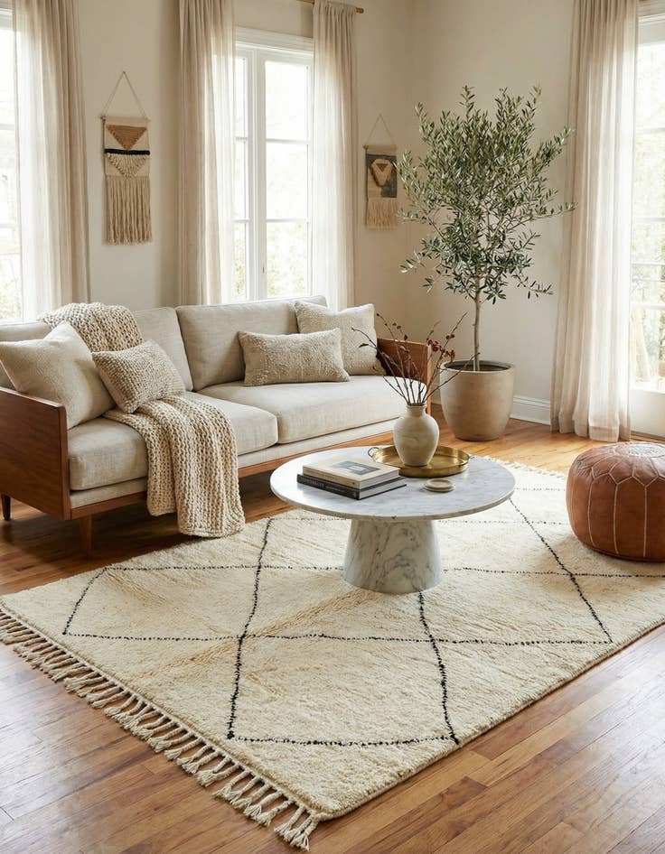 Detail image of 5' 4 x 8'  Hand Knotted Moroccan Wool Rug