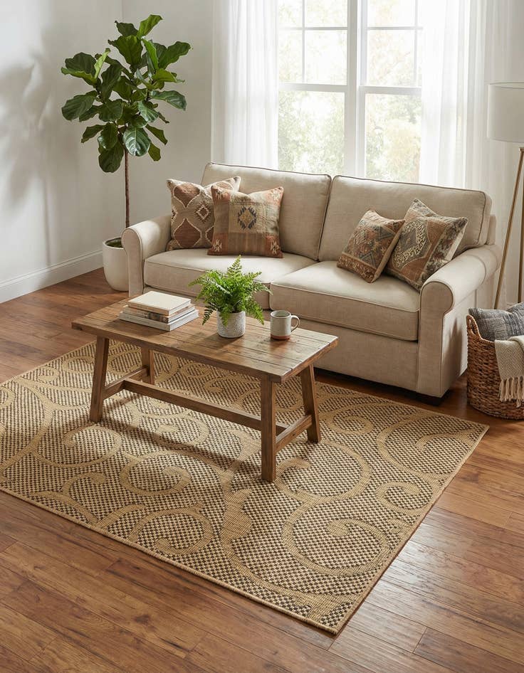 Detail image of 4' x 6'  Washable Botanical Indoor / Outdoor Rug