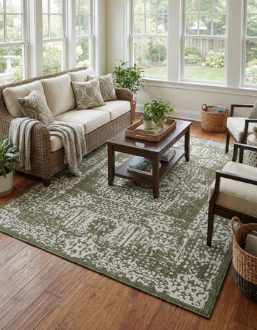 7' 10 x 10' Easy-Clean Traditional Indoor / Outdoor Rug
