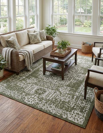 7' 10 x 10' Easy-Clean Traditional Indoor / Outdoor Rug