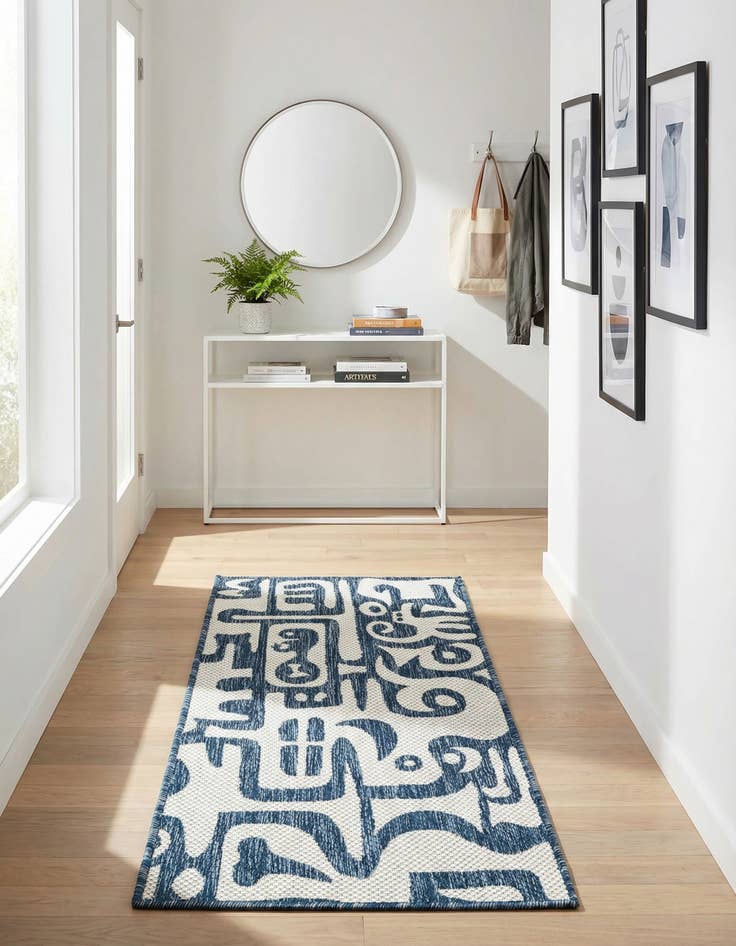 Detail image of  2' x 4'  Washable Modern Indoor / Outdoor Runner Rug