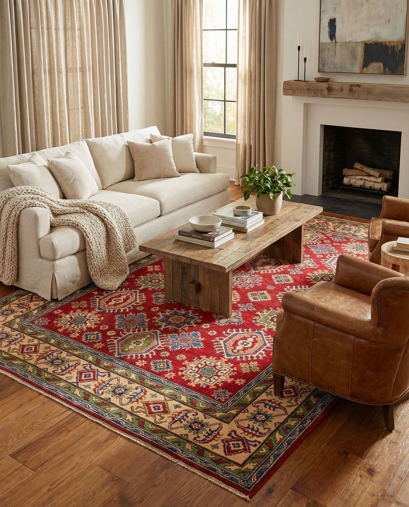 6' 7 x 9' 7 Hand Knotted Kazak Rug