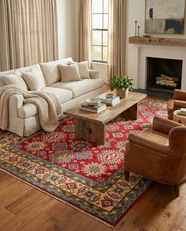 Detail image of 6' 7 x 9' 7 Hand Knotted Kazak Rug