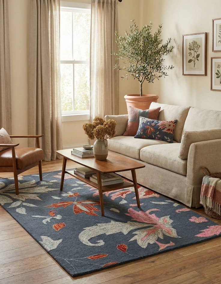 Detail image of 5' 1 x 8' Agra Wool Rug