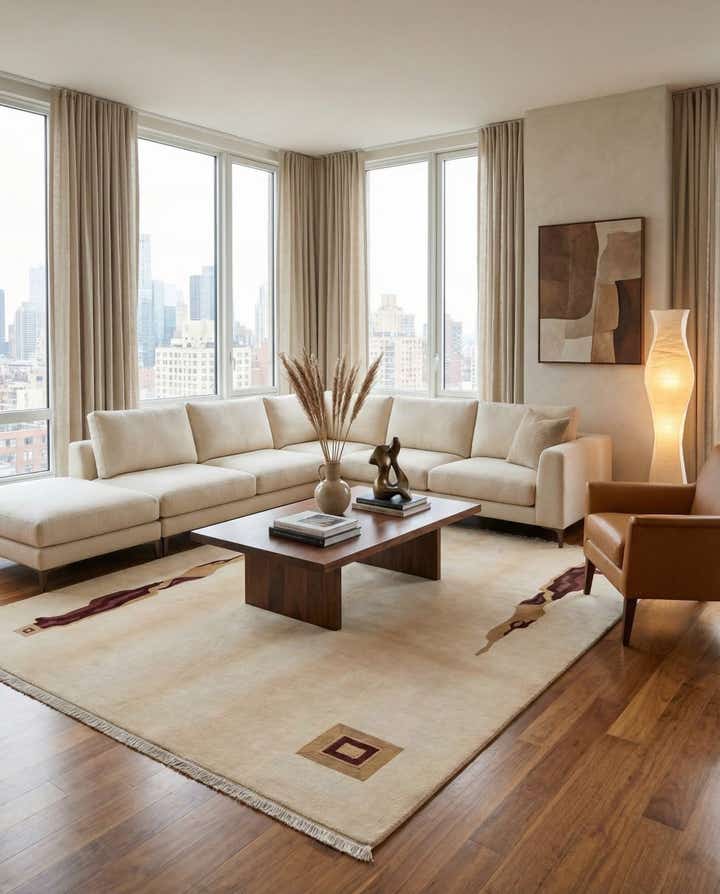 6' 11 x 9' 7 Hand Knotted Darya Wool Rug