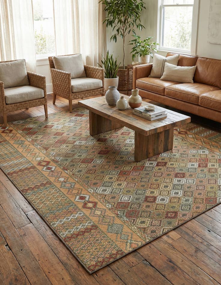 Detail image of  7' 10 x 7' 10  Washable Baja Indoor / Outdoor Square Rug