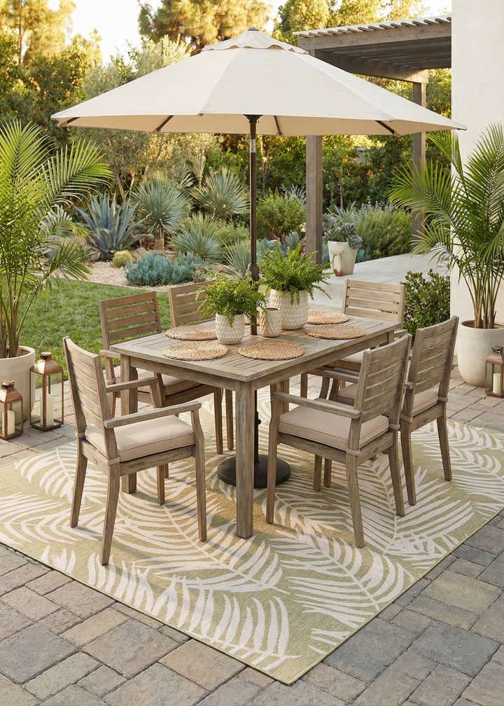 10' 8 x 10' 8 Easy-Clean Botanical Indoor / Outdoor Square Rug