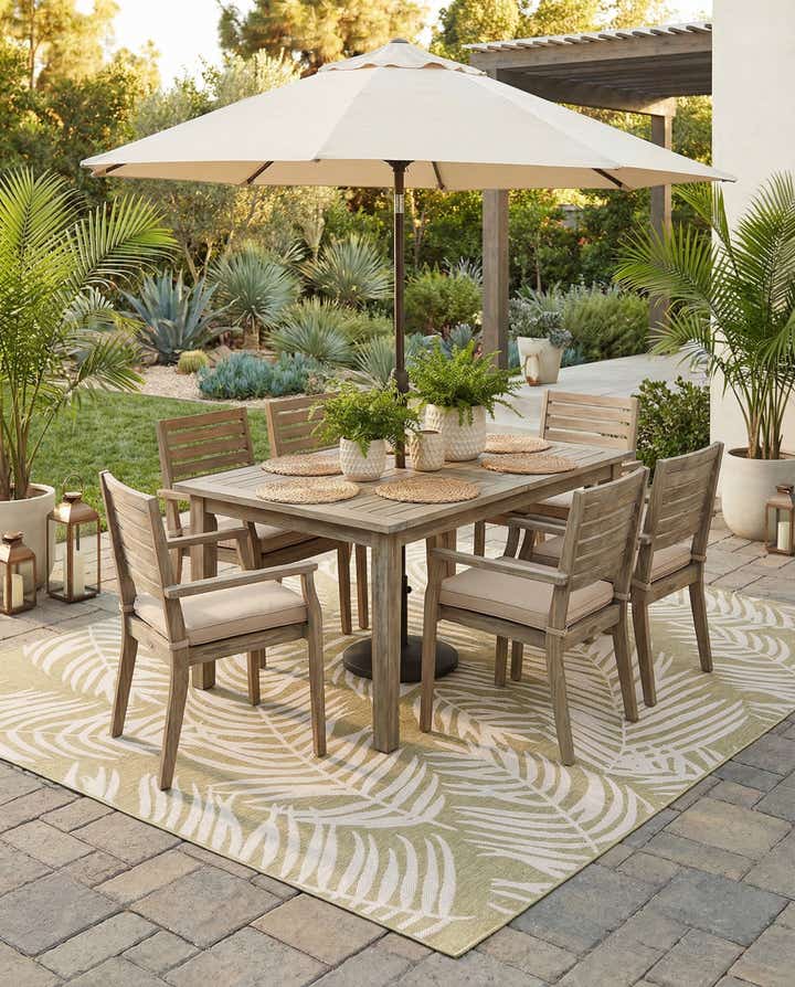 10' 8 x 10' 8 Easy-Clean Botanical Indoor / Outdoor Square Rug