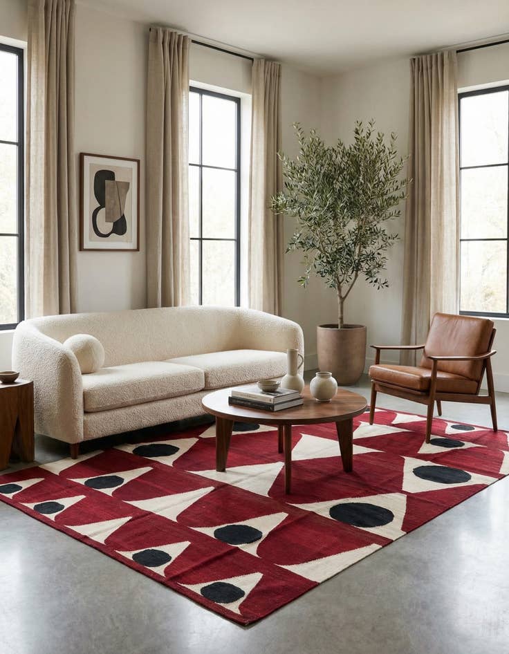 Detail image of 6' 7 x 9' 8  Hand Woven Kilim Modern Wool Rug