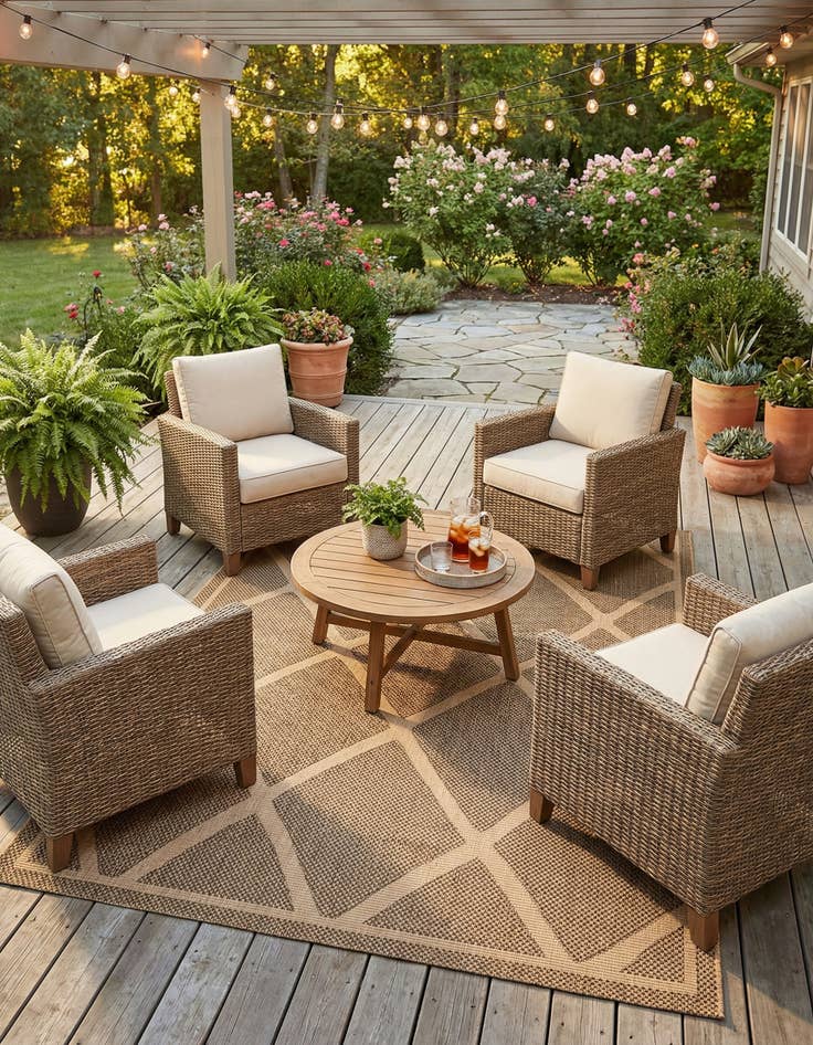 Detail image of 7' x 10'  Washable Trellis Indoor / Outdoor Rug