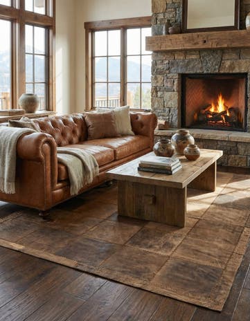 5' 3 x 7' 1 Cowhide Leather Rug