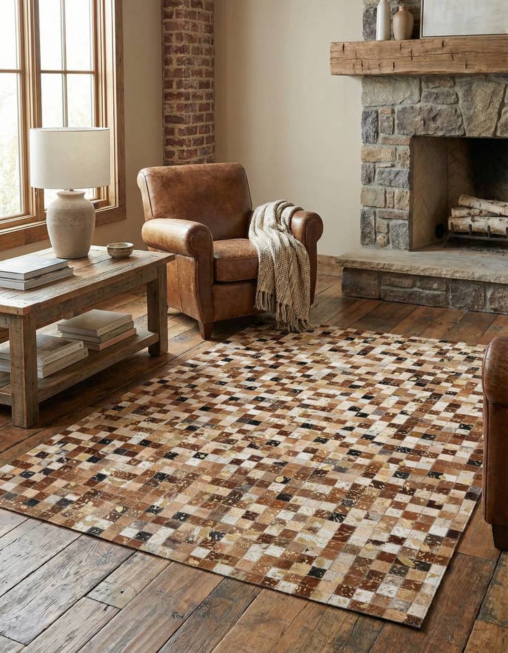 Detail image of 4' 1 x 6' 1 Cowhide - Patchwork Rug