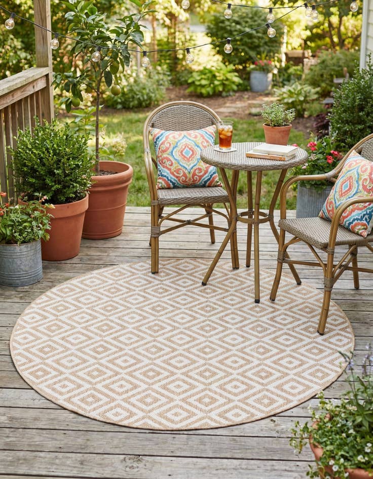 Detail image of 4' x 4'  Washable Jill Zarin Costa Rica Indoor / Outdoor Round Rug