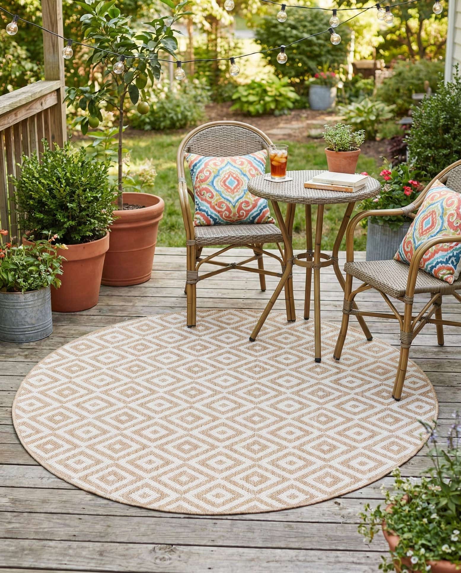 4' x 4' Easy-Clean Jill Zarin Costa Rica Indoor / Outdoor Round Rug
