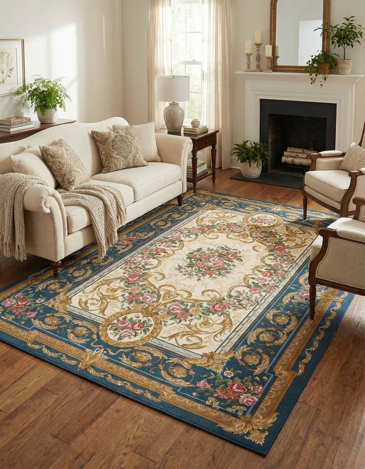 Detail image of 5' x 8' Easy-Clean Traditional Indoor / Outdoor Rug